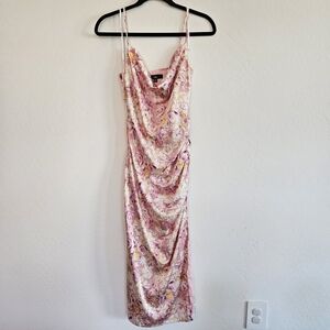 Lulu's Pink and Yellow Floral Midi Dress